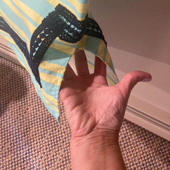 STS Sail To Sable Striped Mint Green & Yellow Shift Dress Size Large - Picture 3 of 8